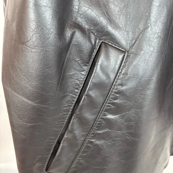 GAP Black Leather Jacket Zip-Up - Picture 6 of 14
